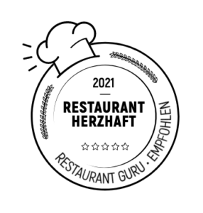 Logo Restaurantguru mit 5 Sternen und der Empfehlung